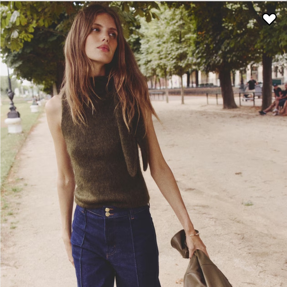MOHAIR-BLEND SCARF-COLLAR TOP